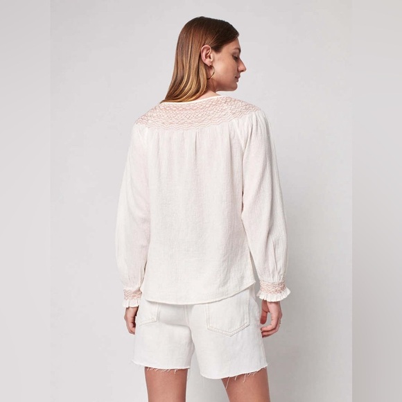 NWT Faherty Laura Embroidered Peasant Top Whisper White - Picture 5 of 9